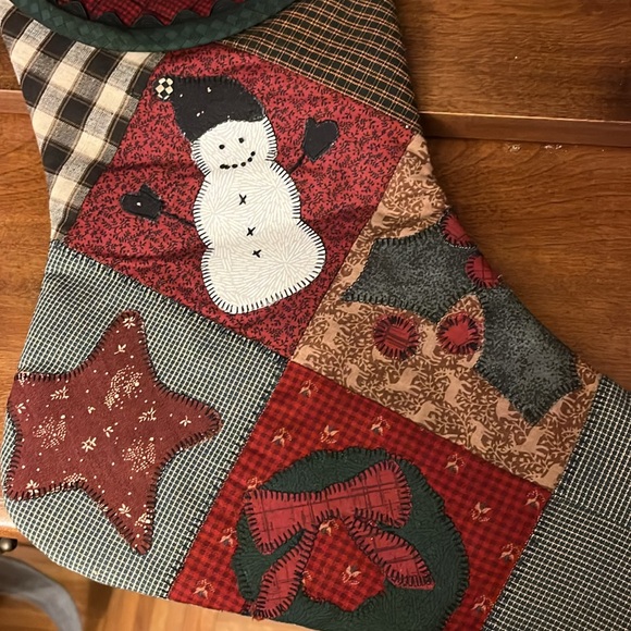 Vintage stocking with snowman and buttons - Picture 3 of 4